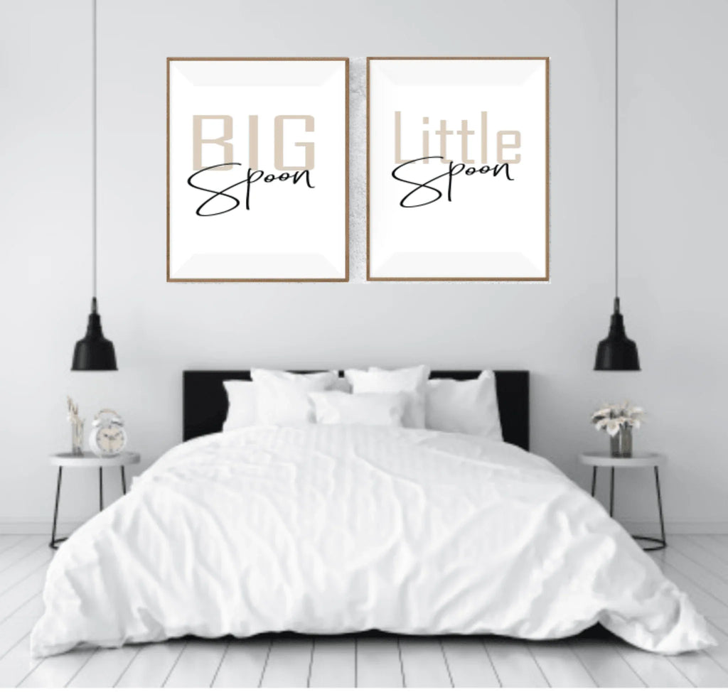 Set of 2 Big Spoon & Little Spoon Prints | Over The Bed Wall Art - Larosier Prints