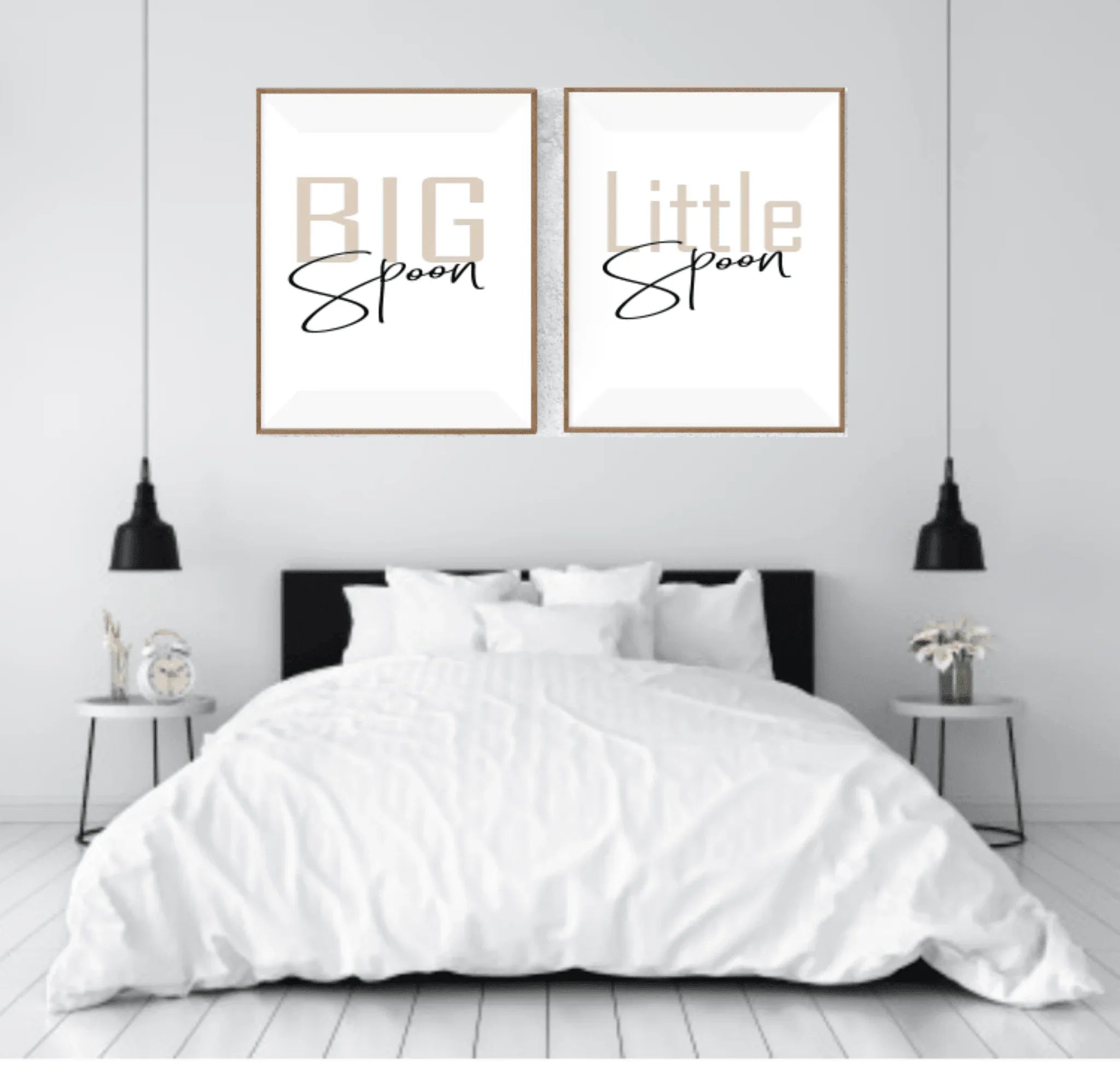 Set of 2 Big Spoon & Little Spoon Prints | Over The Bed Wall Art - Larosier Prints