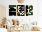 Set of 3 Green & Black Abstract | Modern Wall Art - Larosier Prints