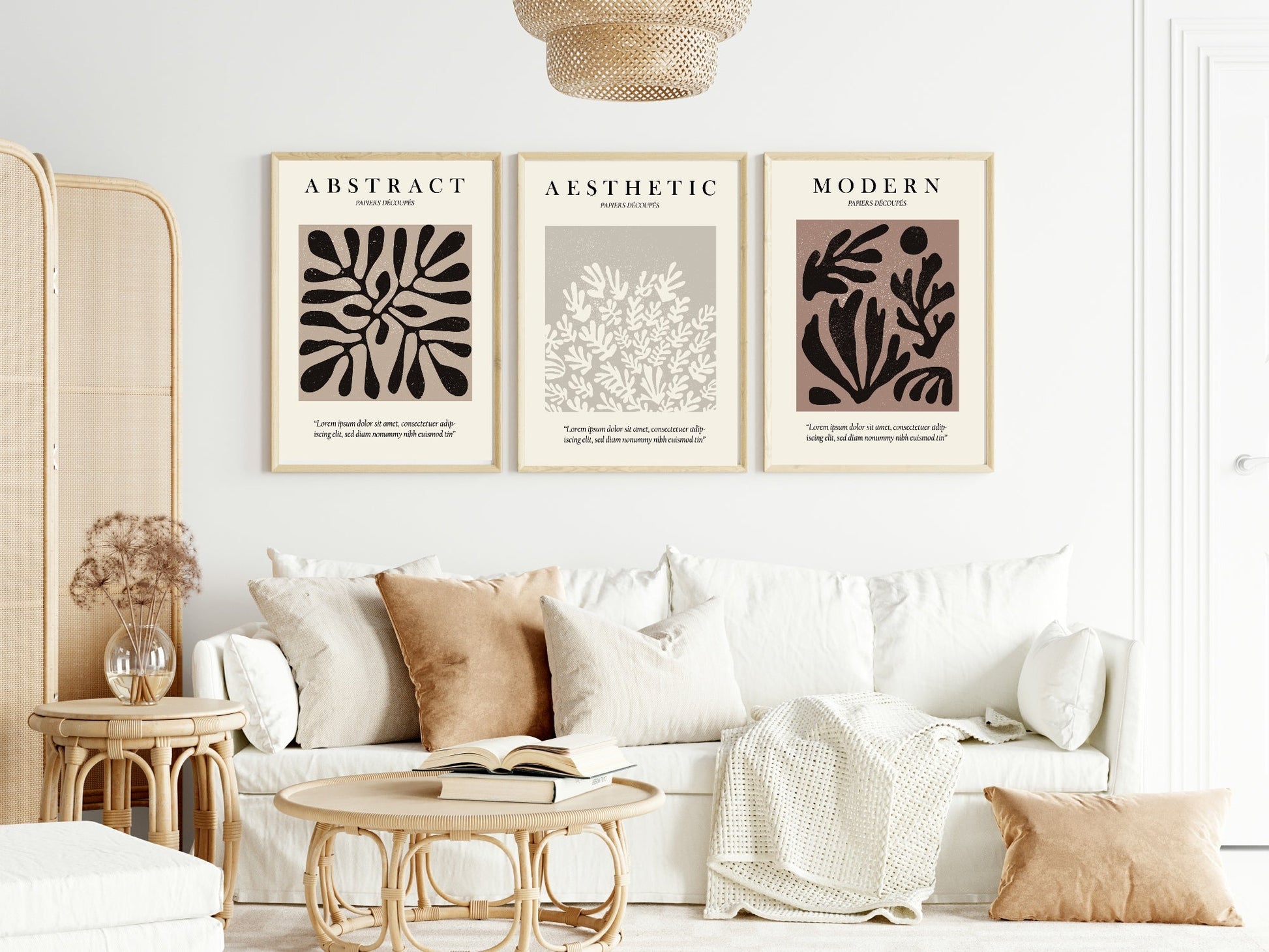 Set Of 3 Matisse Abstract Neutral Prints | Papiers Decoupe Wall Art