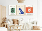 Set of 3 Matisse Abstract Wall Art Prints | Essence Of Life Cat Wall Art - Larosier Prints