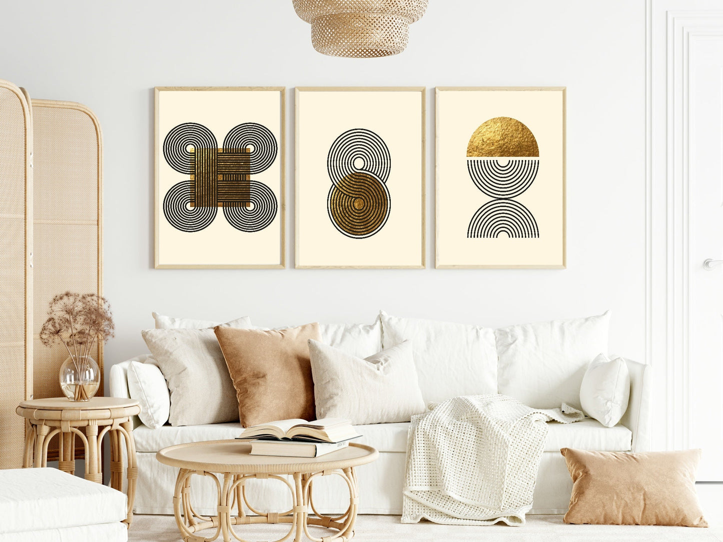 Set Of 3 Modern Black & Gold Prints | Modern Wall Art