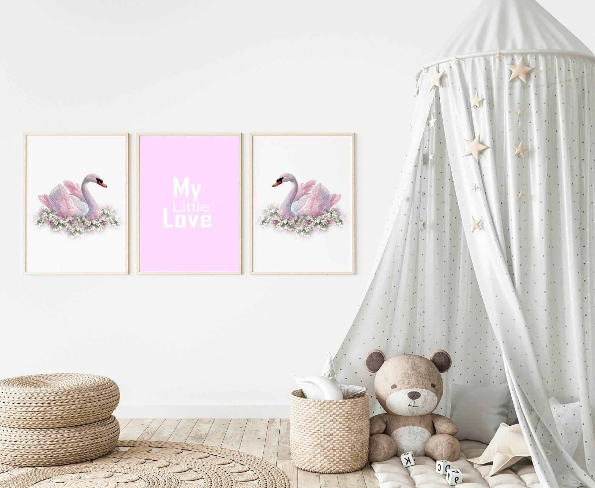 Set Of 3 Swan My Little Love Prints | Nursery Wall Art - Larosier Prints