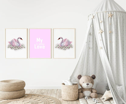 Set Of 3 Swan My Little Love Prints | Nursery Wall Art