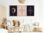 Set Of 3 Tarot Card Moon, Sun & Star | Celestial Wall Art - Larosier Prints