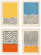 Set Of 4 Abstract Geometric Prints | Bright Modern Wall Art - Larosier Prints