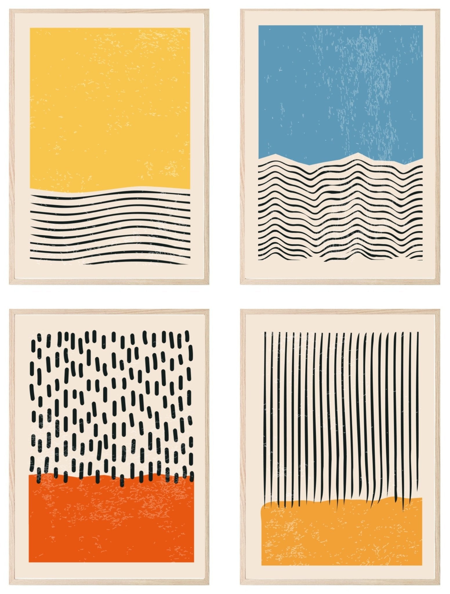 Set Of 4 Abstract Geometric Prints | Bright Modern Wall Art