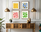 Set Of 4 Bright Bauhaus Inspired Prints | Modern Wall Art - Larosier Prints