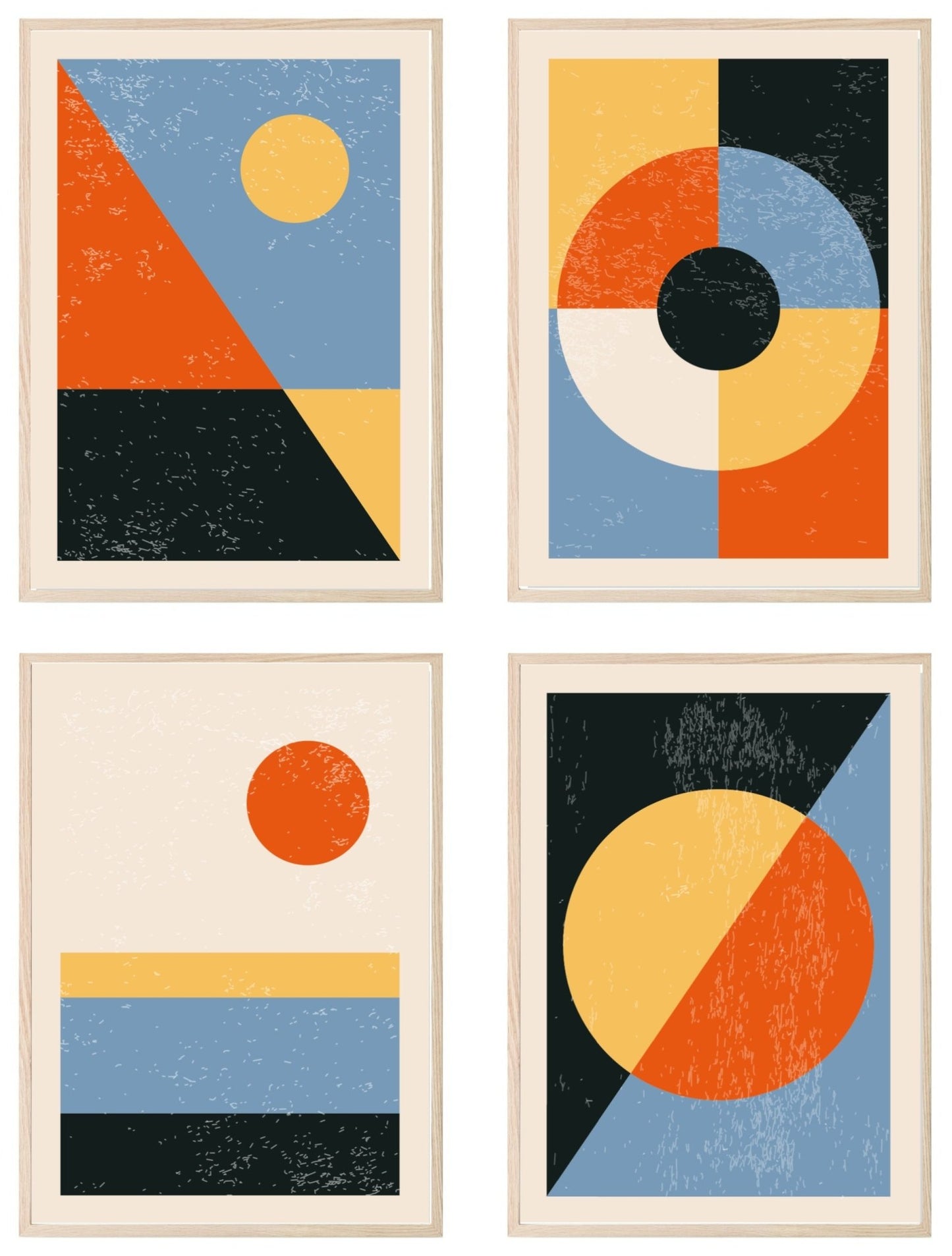 Set of 4 Geometric Abstract Prints | Bright Modern Wall Art Set