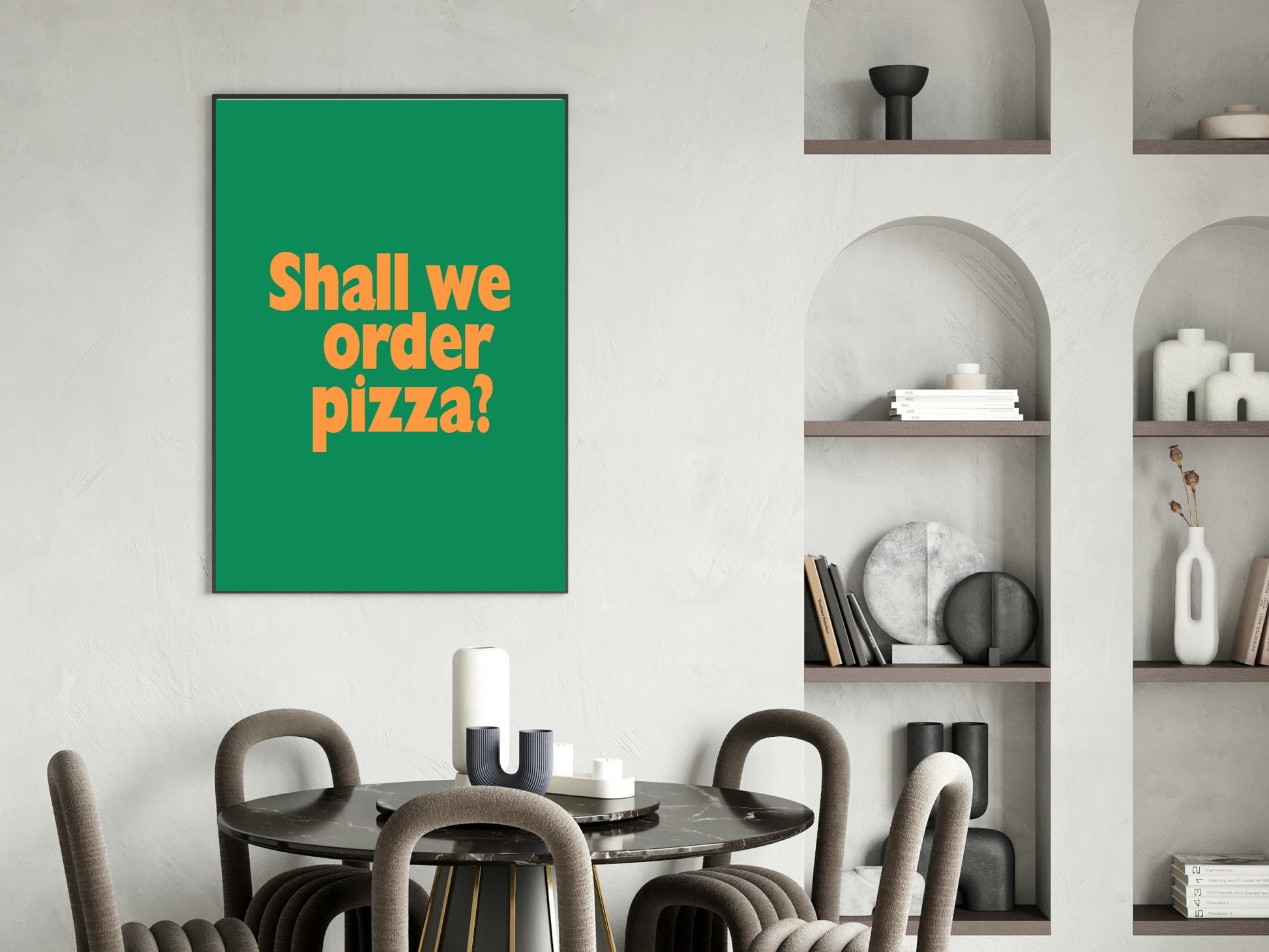 Shall We Order Pizza Print| Bright Kitchen Wall Art