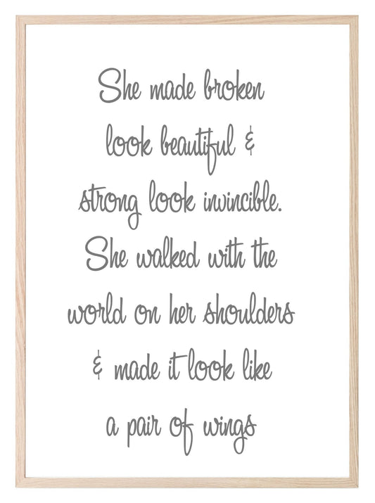 She Made Broken Look Beautiful Print | Inspirational Wall Art