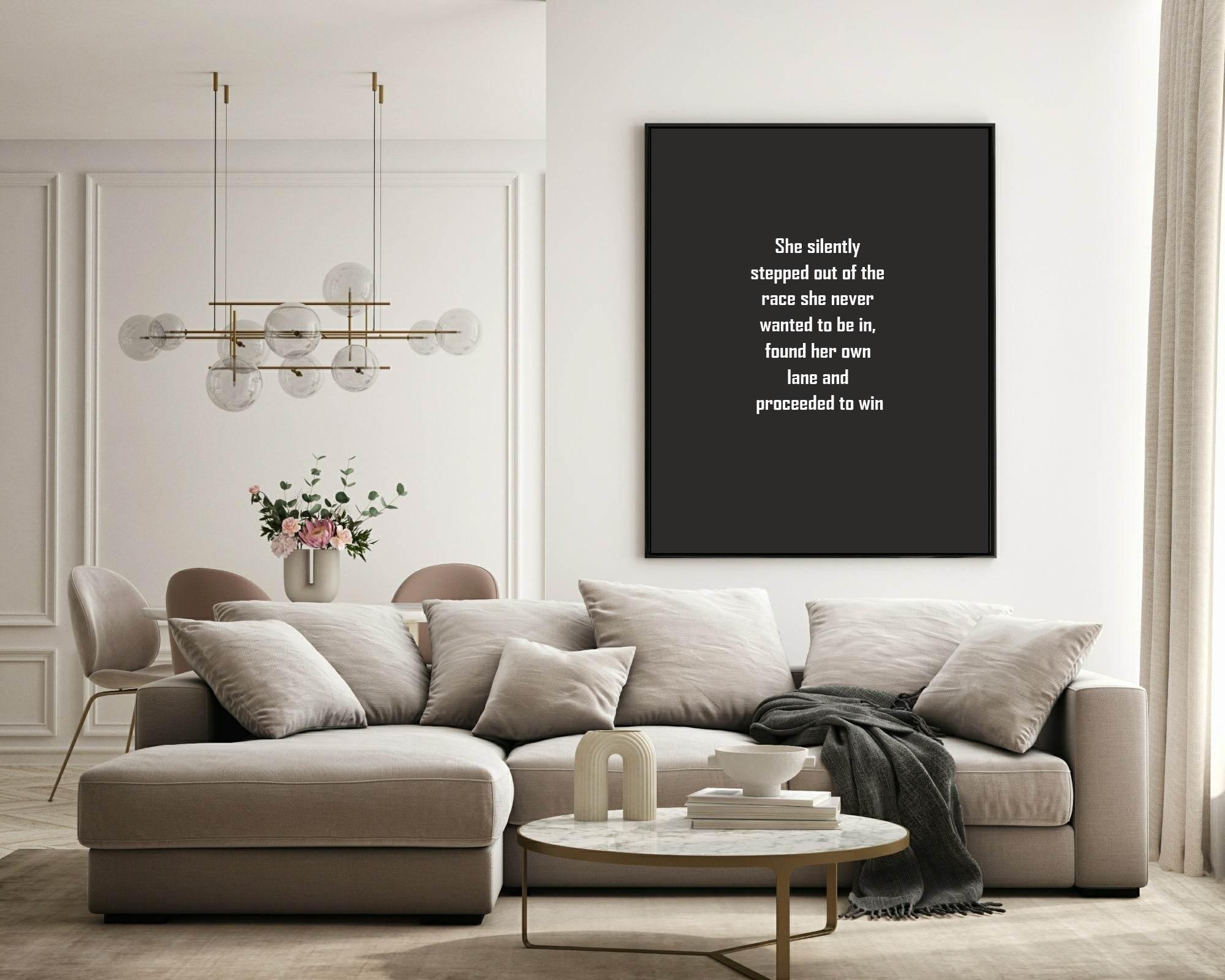 She Silently Stepped Out Of The Race Print | Empowering Wall Art - Larosier Prints