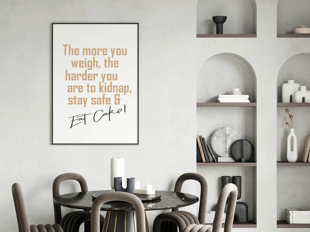 Stay Safe & Eat CAKE Print | Fun Kitchen Wall Art - Larosier Prints