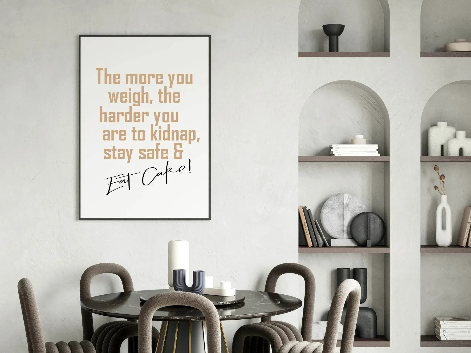 Stay Safe & Eat CAKE Print | Fun Kitchen Wall Art - Larosier Prints