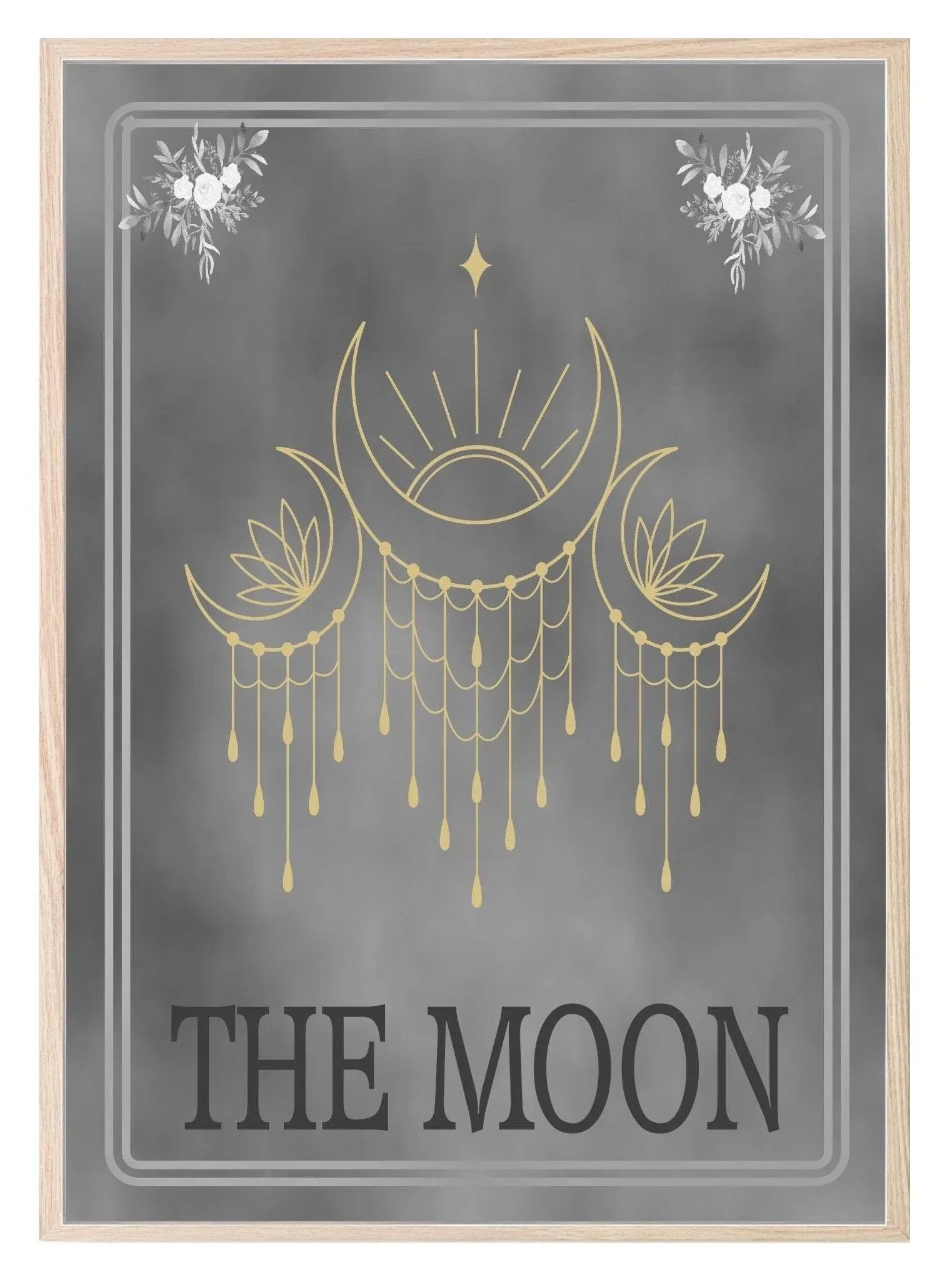 The Moon Tarot Card Print | Celestial Wall Art | Cream | Charcoal - Larosier Prints