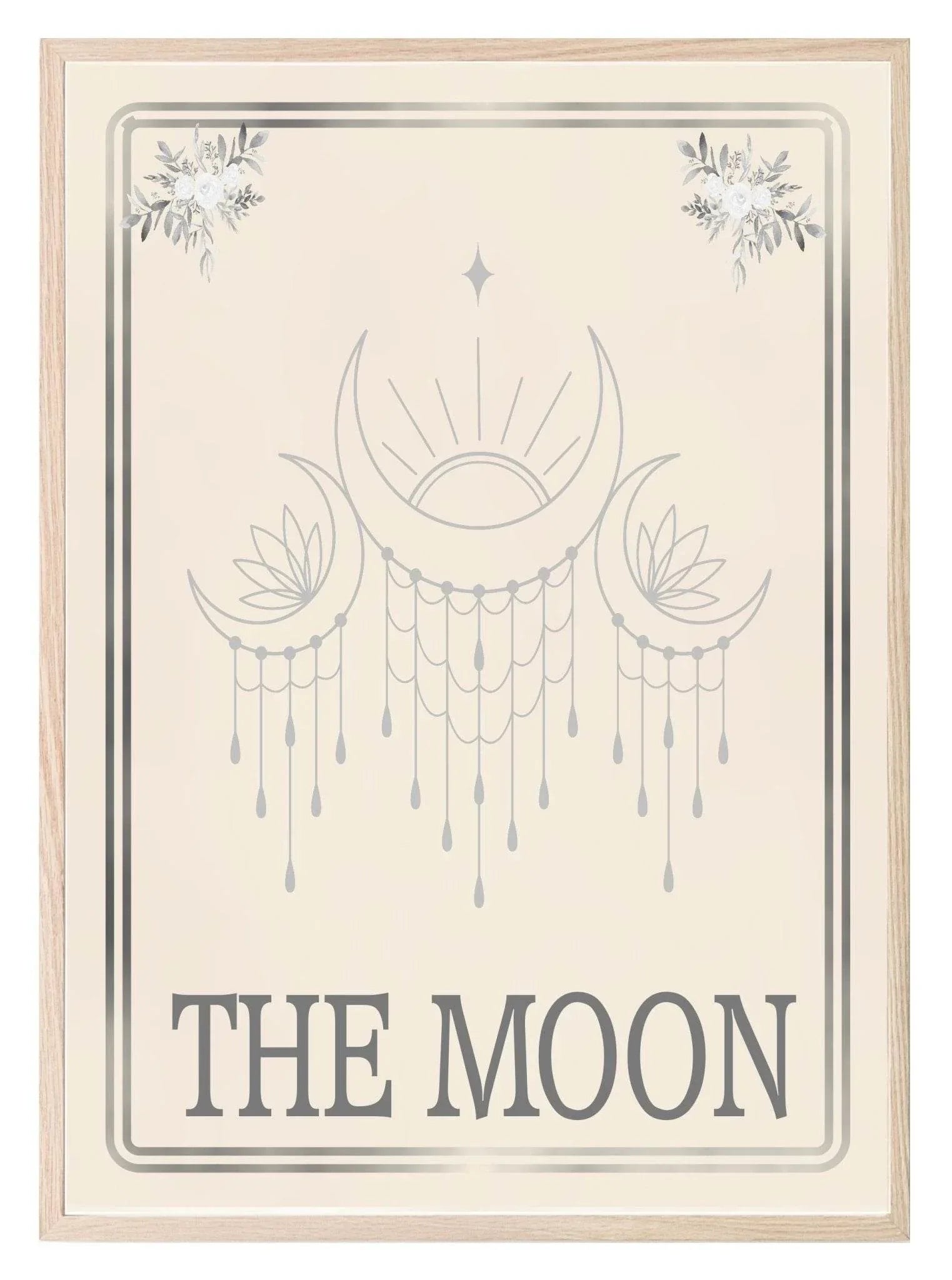 The Moon Tarot Card Print | Celestial Wall Art | Cream | Charcoal - Larosier Prints