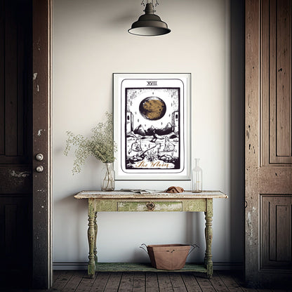 The Moon Tarot Card Print | The Major Arcana | Celestial Wall Art