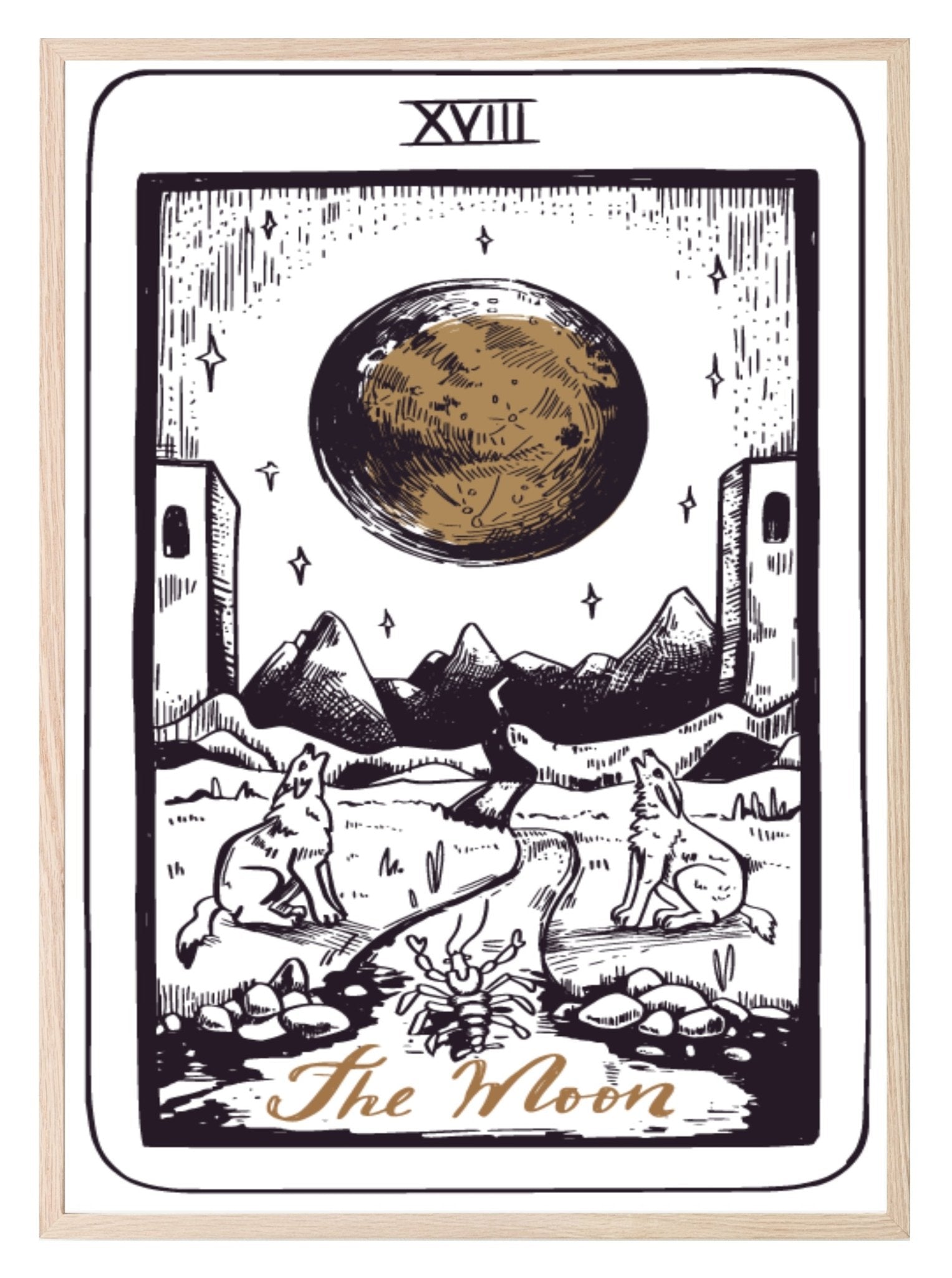 The Moon Tarot Card Print | The Major Arcana | Celestial Wall Art