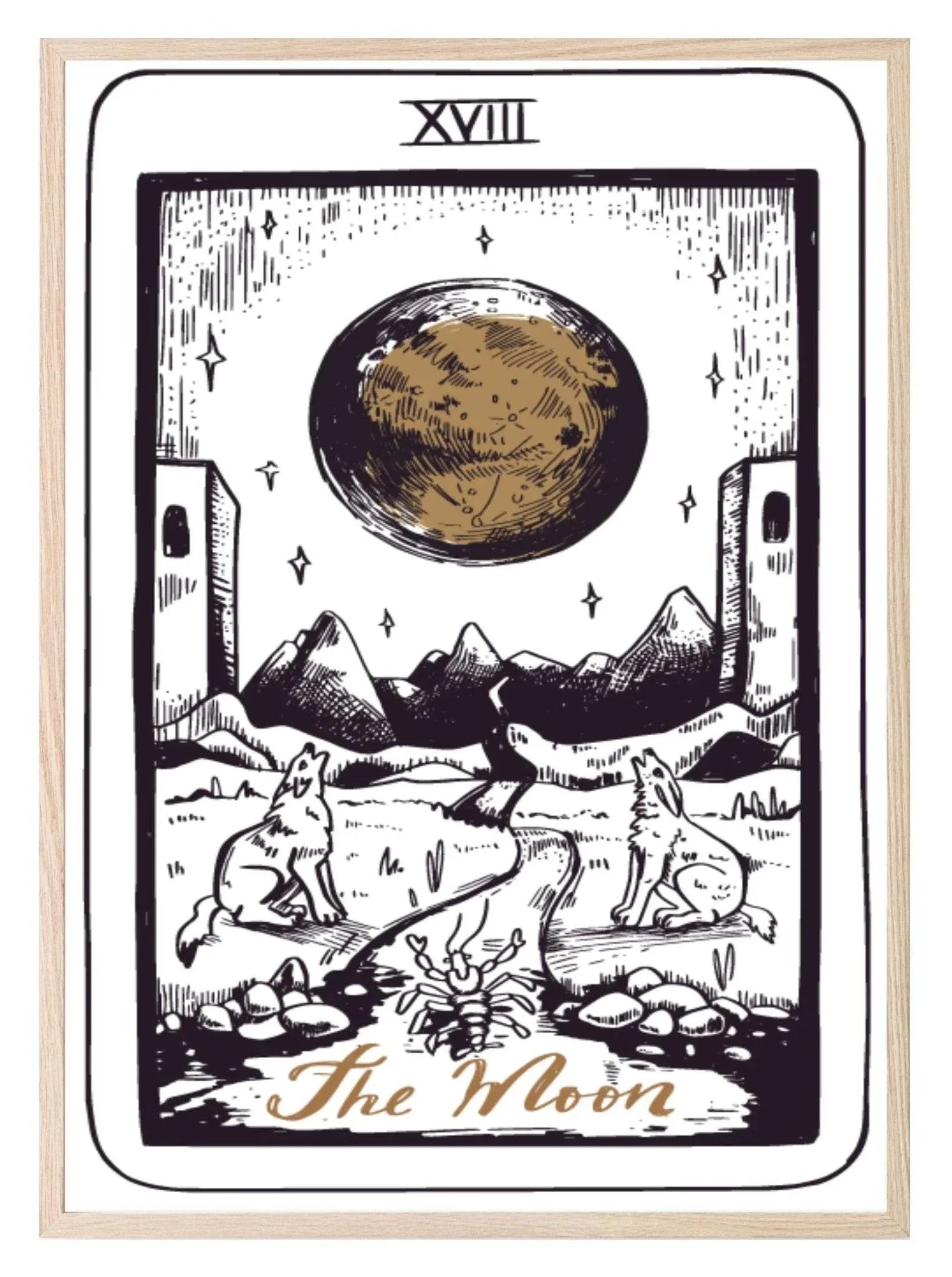 The Moon Tarot Card Print | The Major Arcana | Celestial Wall Art - Larosier Prints