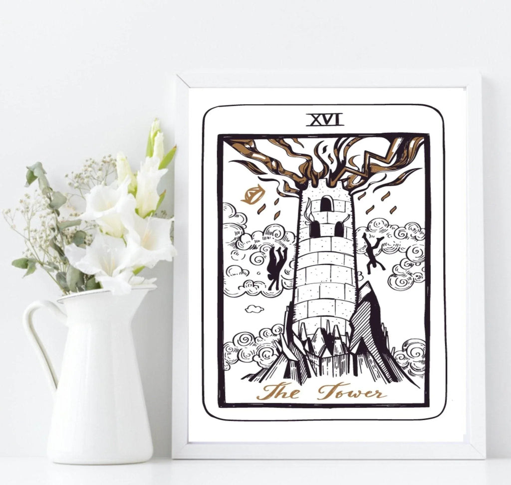 The Tower Tarot Card Print | The Major Arcana | Celestial Wall Art - Larosier Prints
