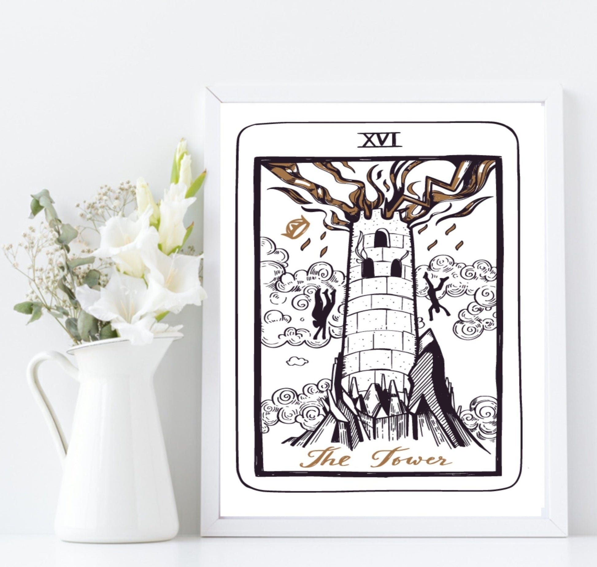 The Tower Tarot Card Print | The Major Arcana | Celestial Wall Art