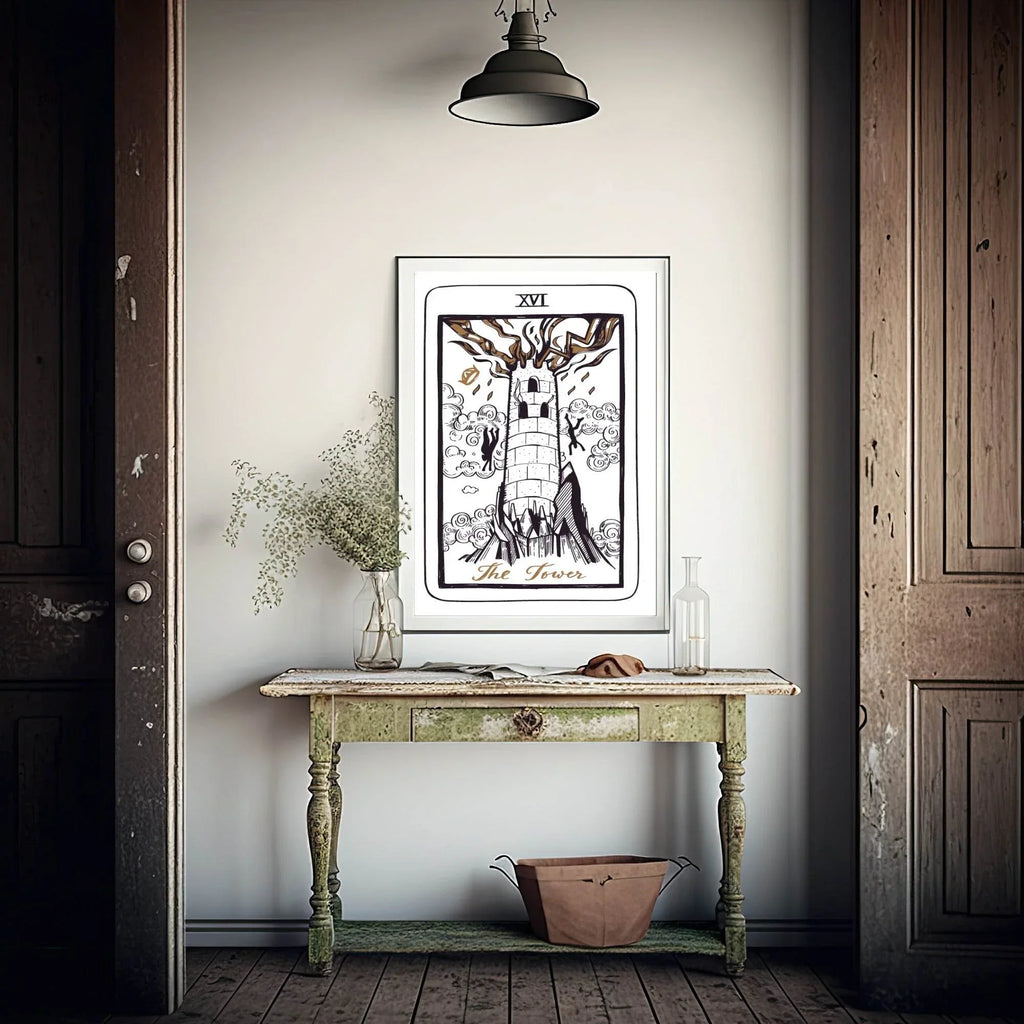 The Tower Tarot Card Print | The Major Arcana | Celestial Wall Art - Larosier Prints