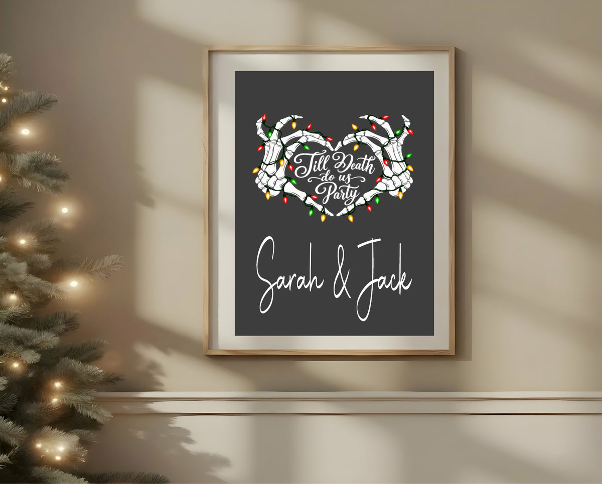 Personalised Christmas side of Forever Print displayed on a wall