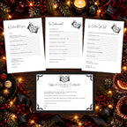 Four A4 Christmas activity sheets included in the couple's kit
