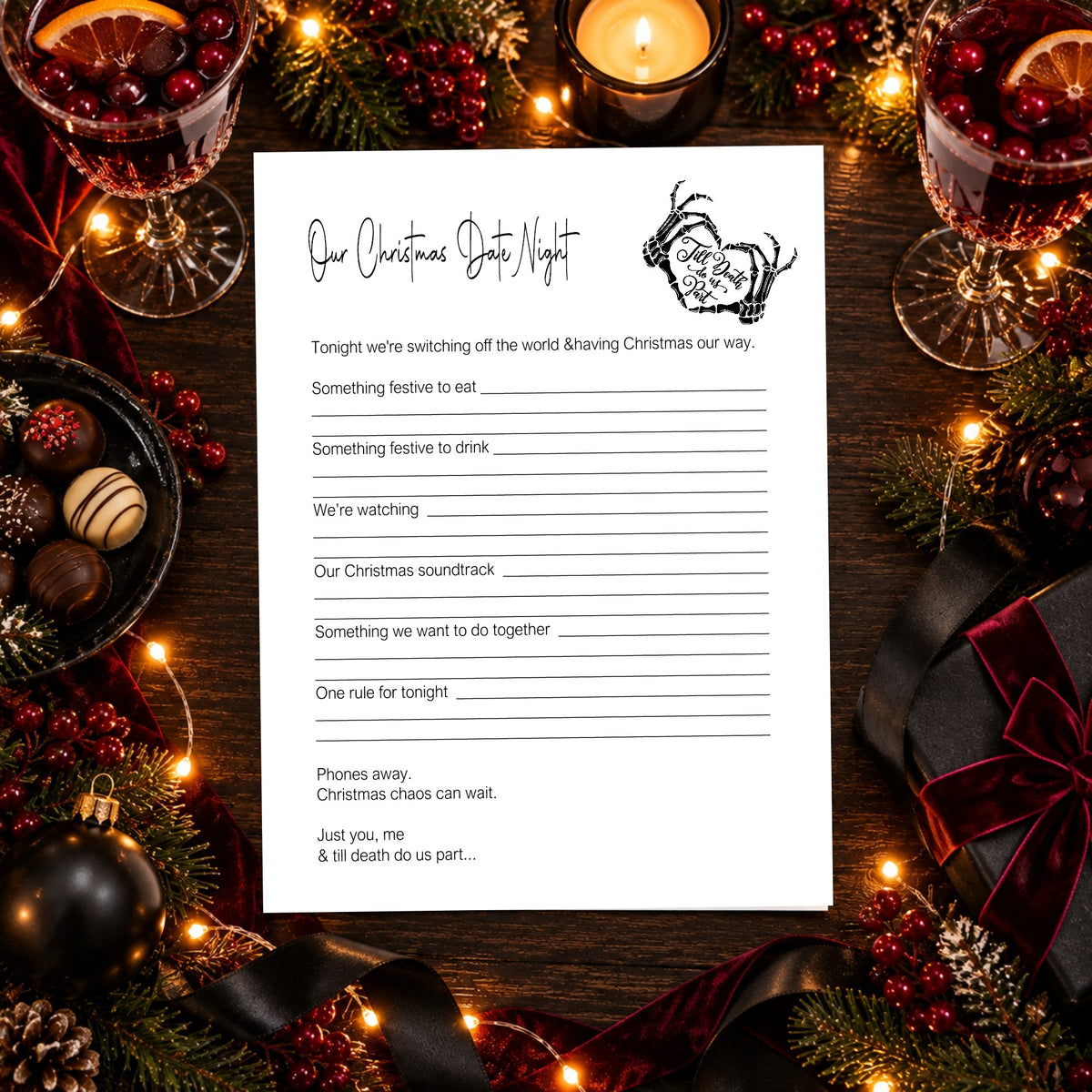 Our Christmas Date Night A4 activity sheet