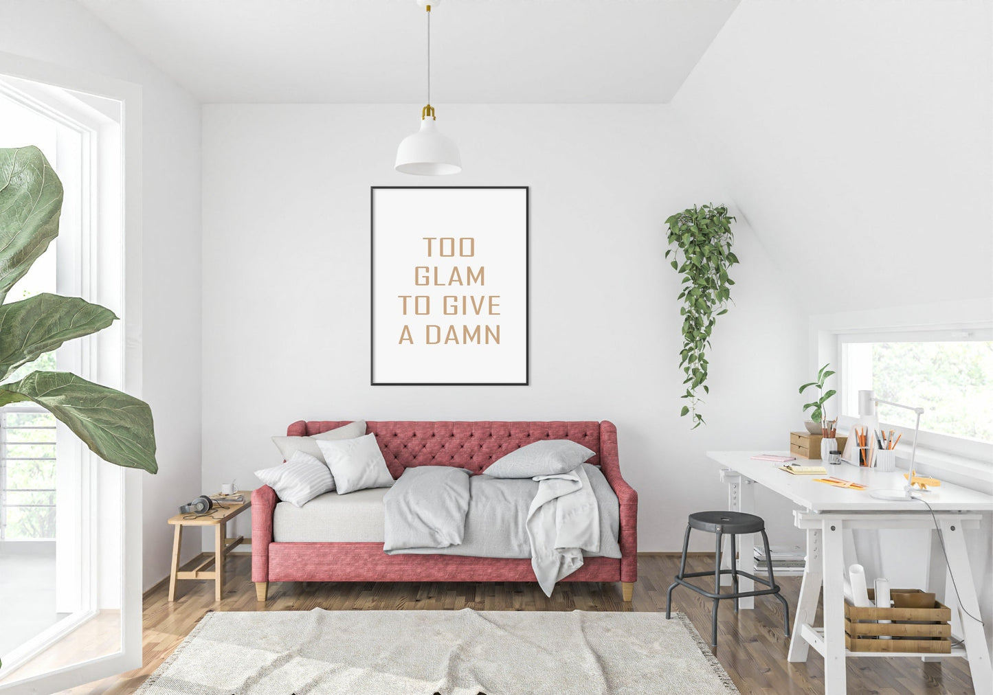 Too Glam To Give A Damn Print | Fashion Dressing Room Wall Art