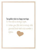 Two Golden Rule Of A Happy Marriage Print | Family & Love Wall Art - Larosier Prints