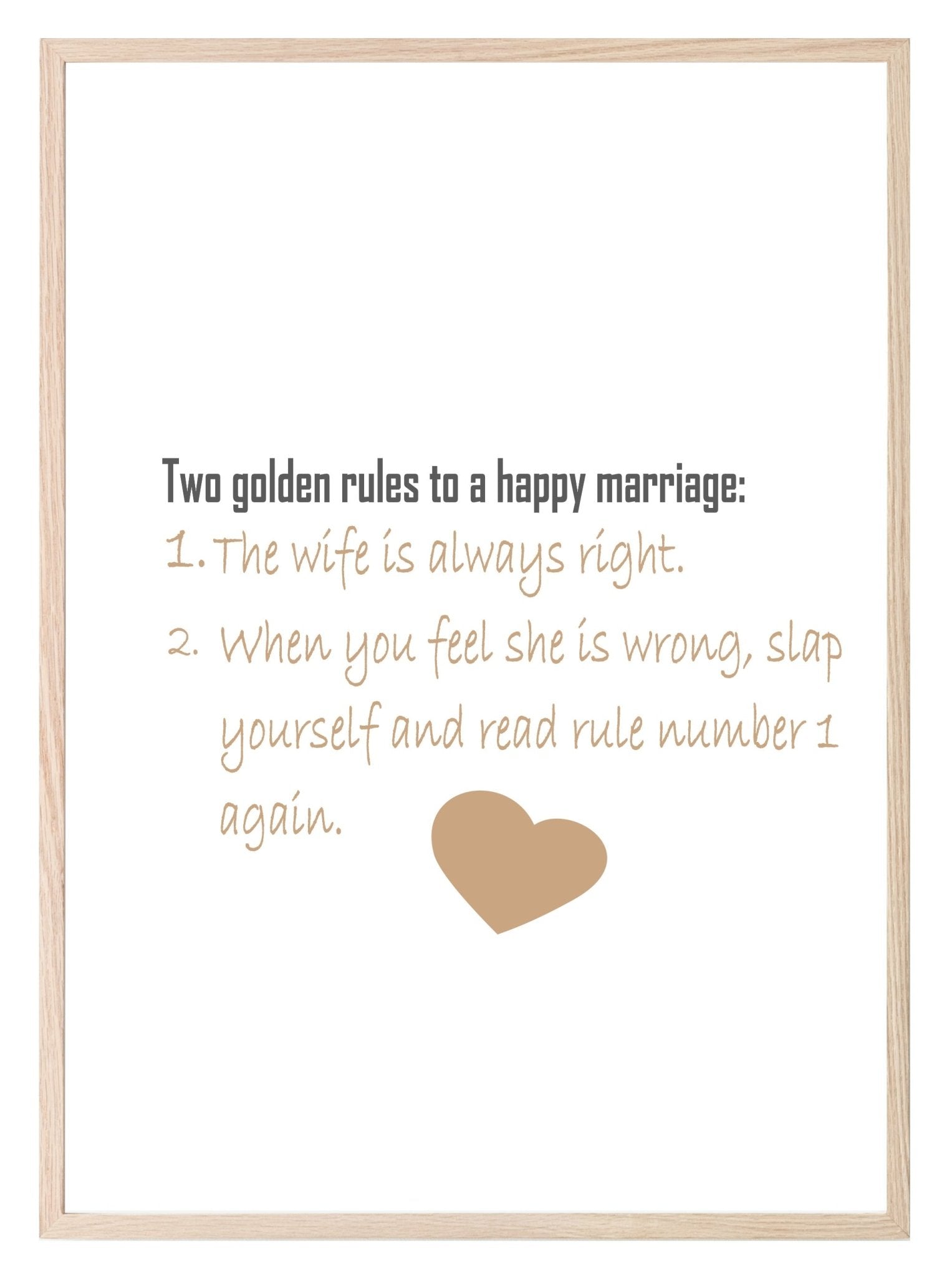 Two Golden Rule Of A Happy Marriage Print | Family & Love Wall Art