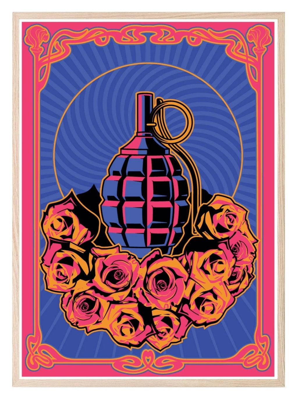 Vintage Bright Rose Print | Colourful Wall Art - Larosier Prints