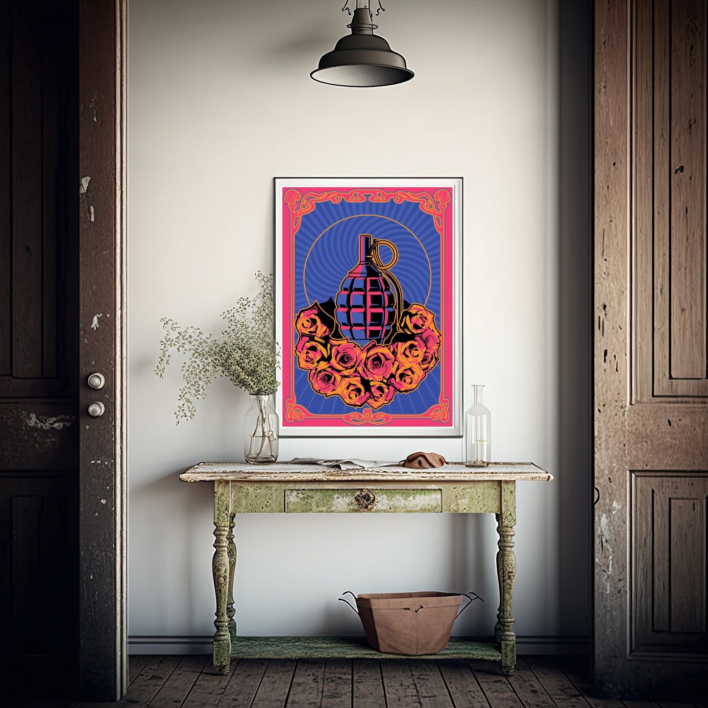 Vintage Bright Rose Print | Colourful Wall Art