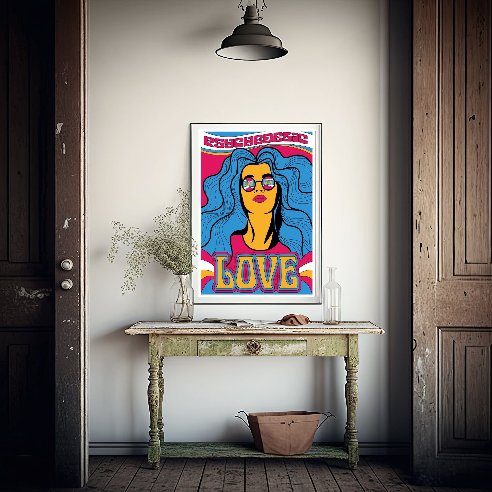 Vintage Bright Woman Love Print | Pop Art Style Wall Art