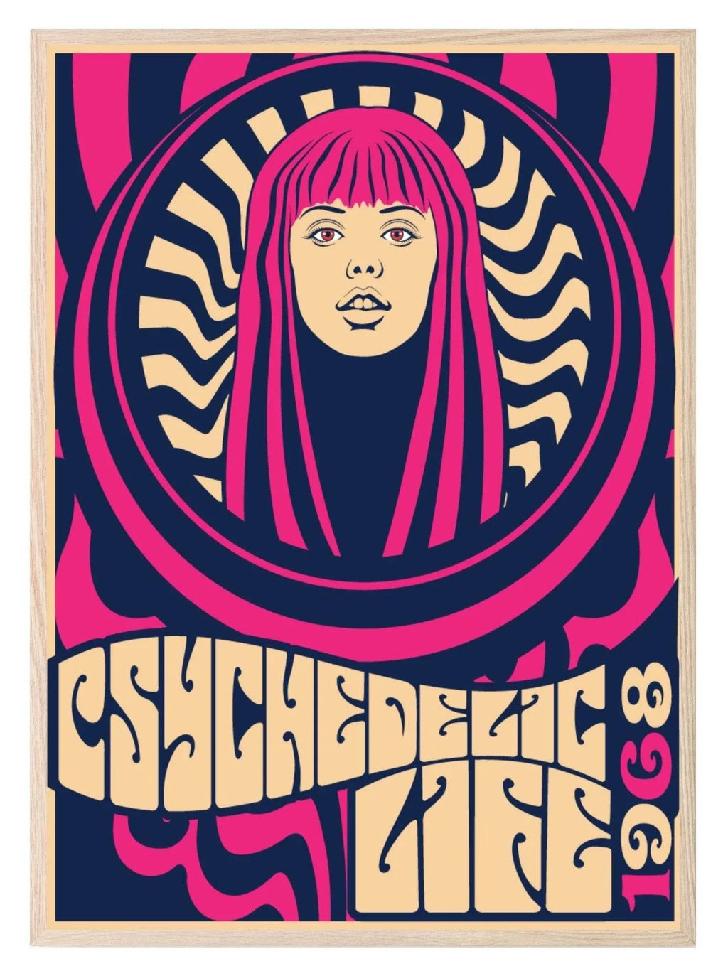 Vintage Bright Woman Print | Pop Art Style Wall Art | Pink - Larosier Prints