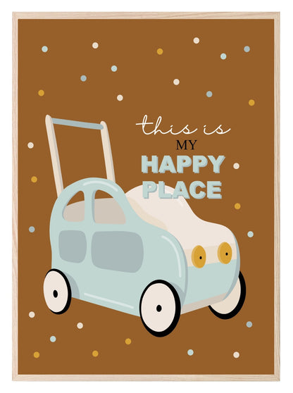 Vintage Happy Place Print | Nursery Wall Art