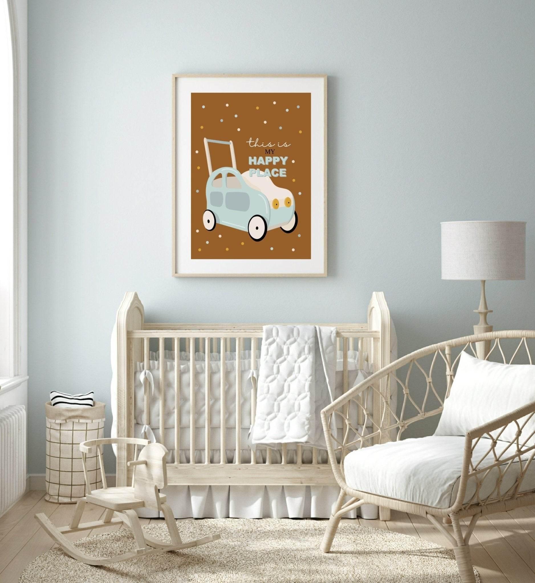 Vintage Happy Place Print | Nursery Wall Art - Larosier Prints