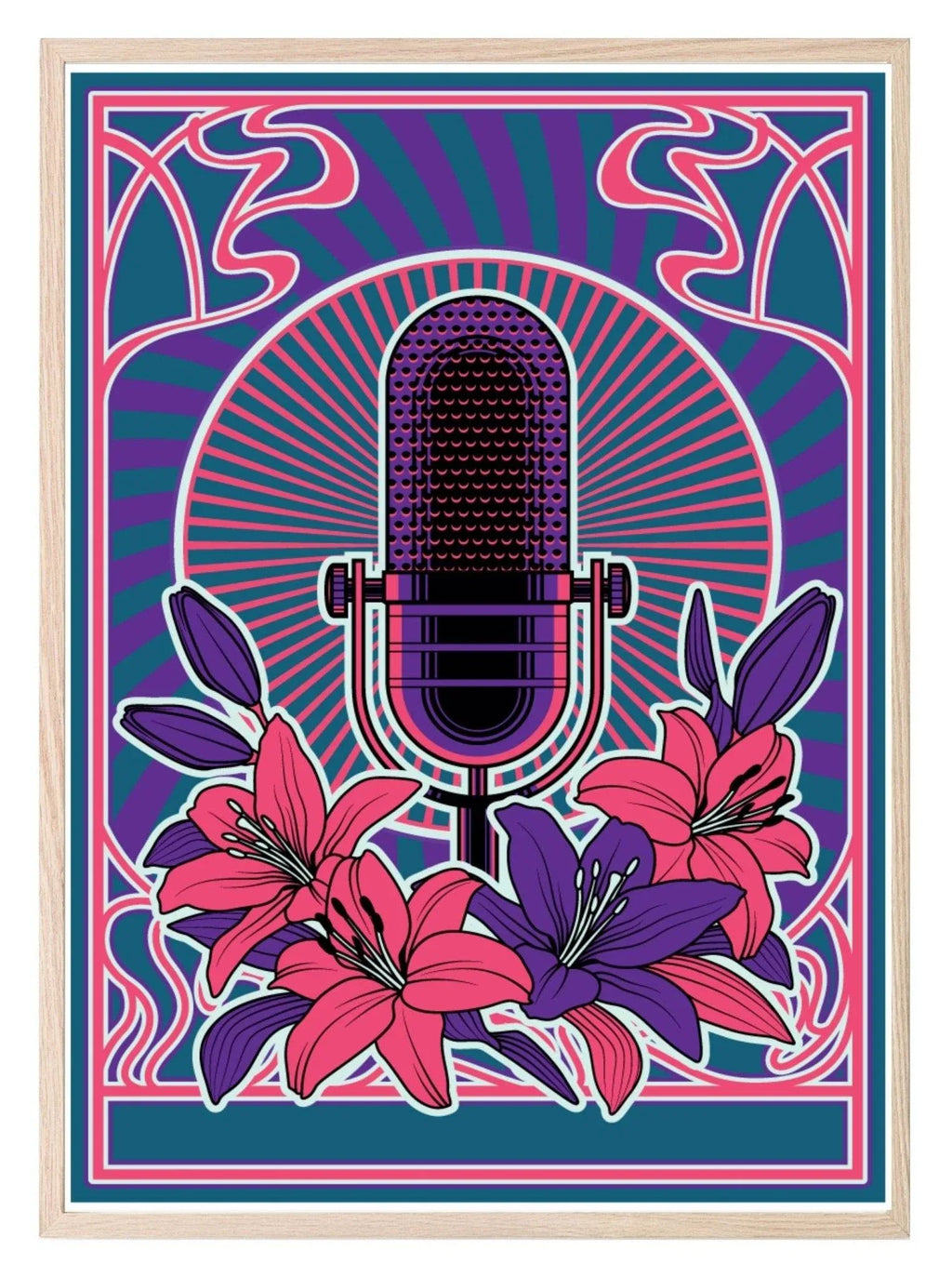 Vintage Microphone Print | Colourful Wall Art - Larosier Prints