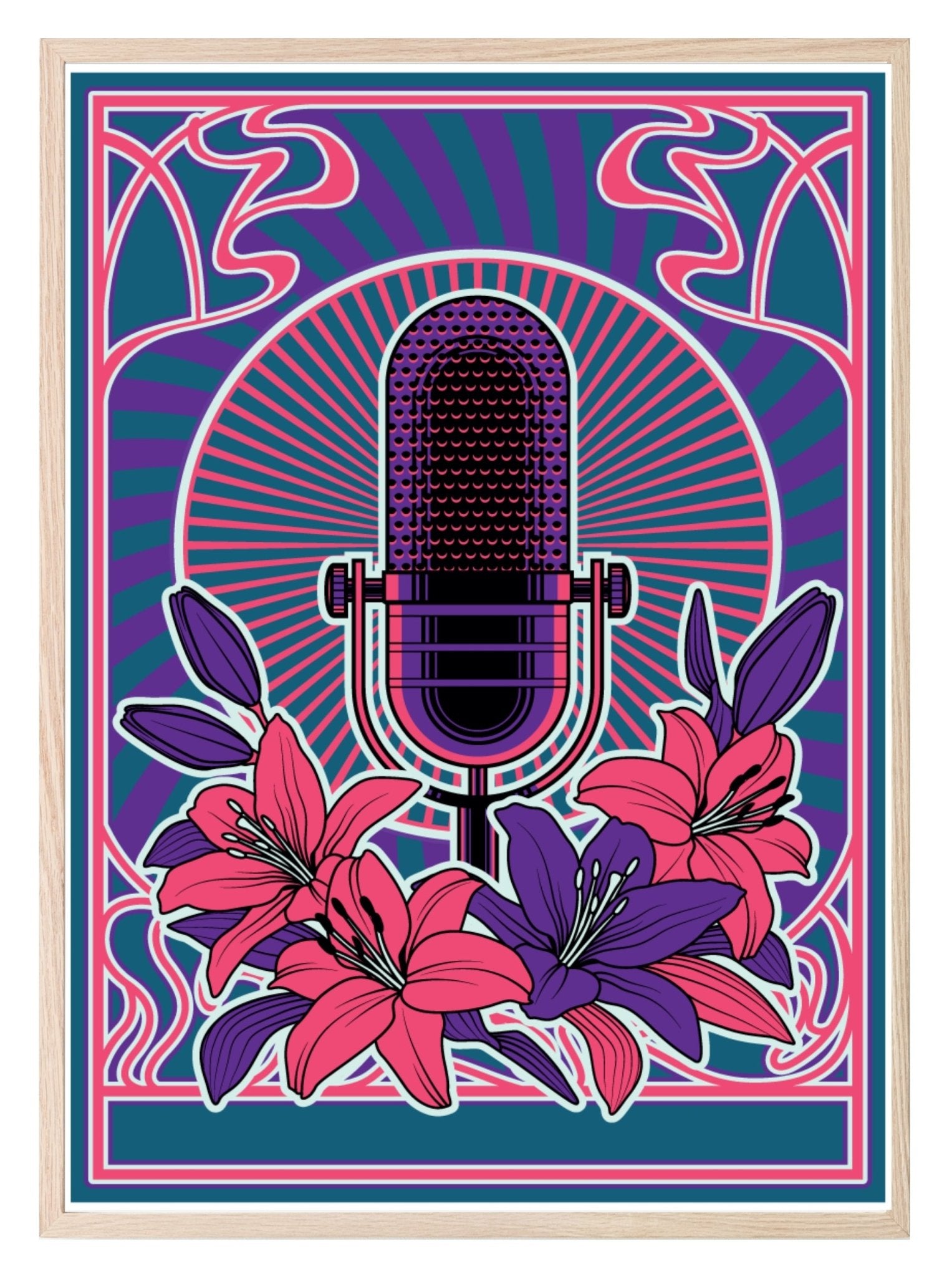 Vintage Microphone Print | Colourful Wall Art