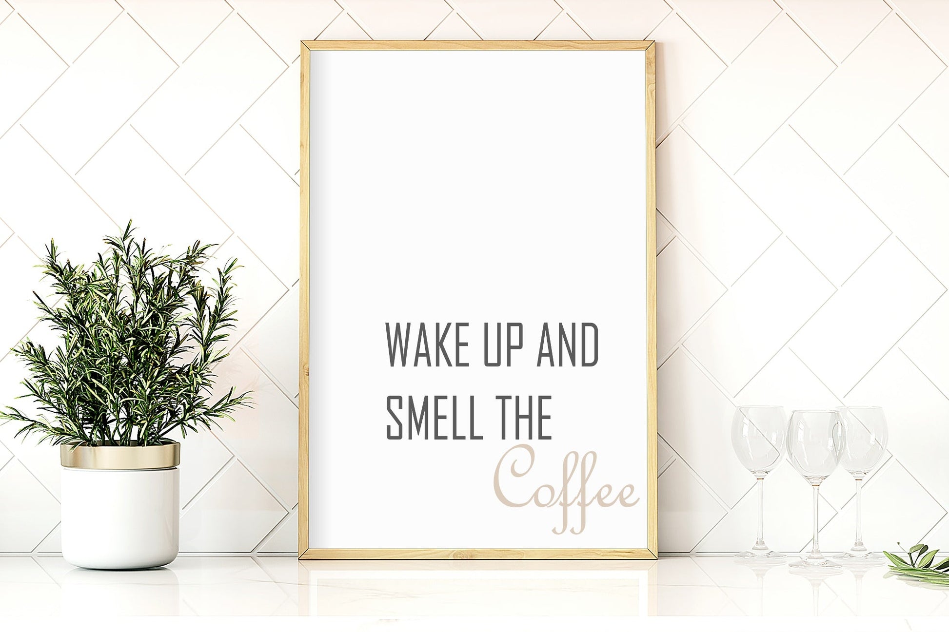 Wake up & Smell The Coffee Print | Kitchen Wall Art