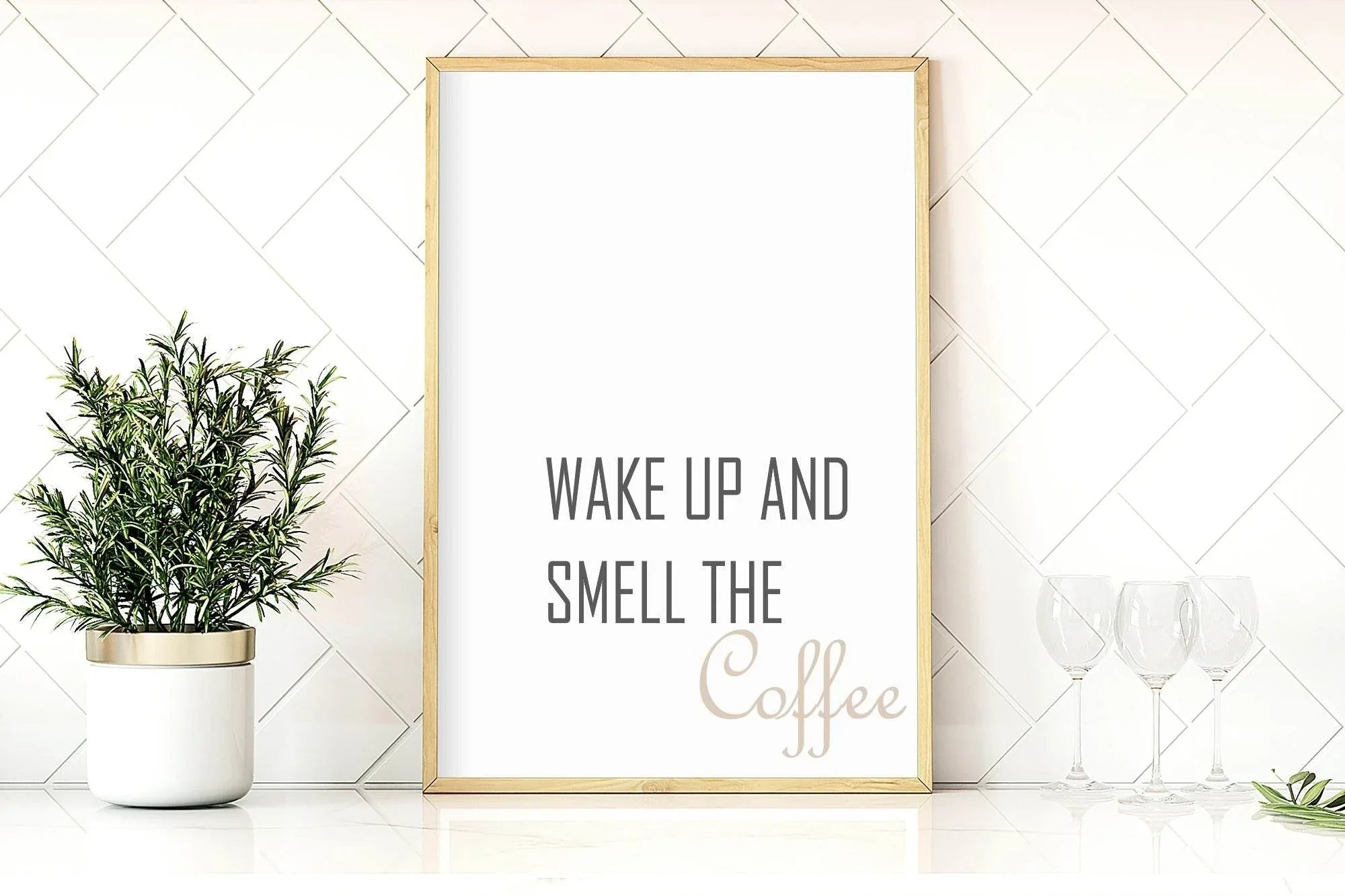 Wake up & Smell The Coffee Print | Kitchen Wall Art - Larosier Prints