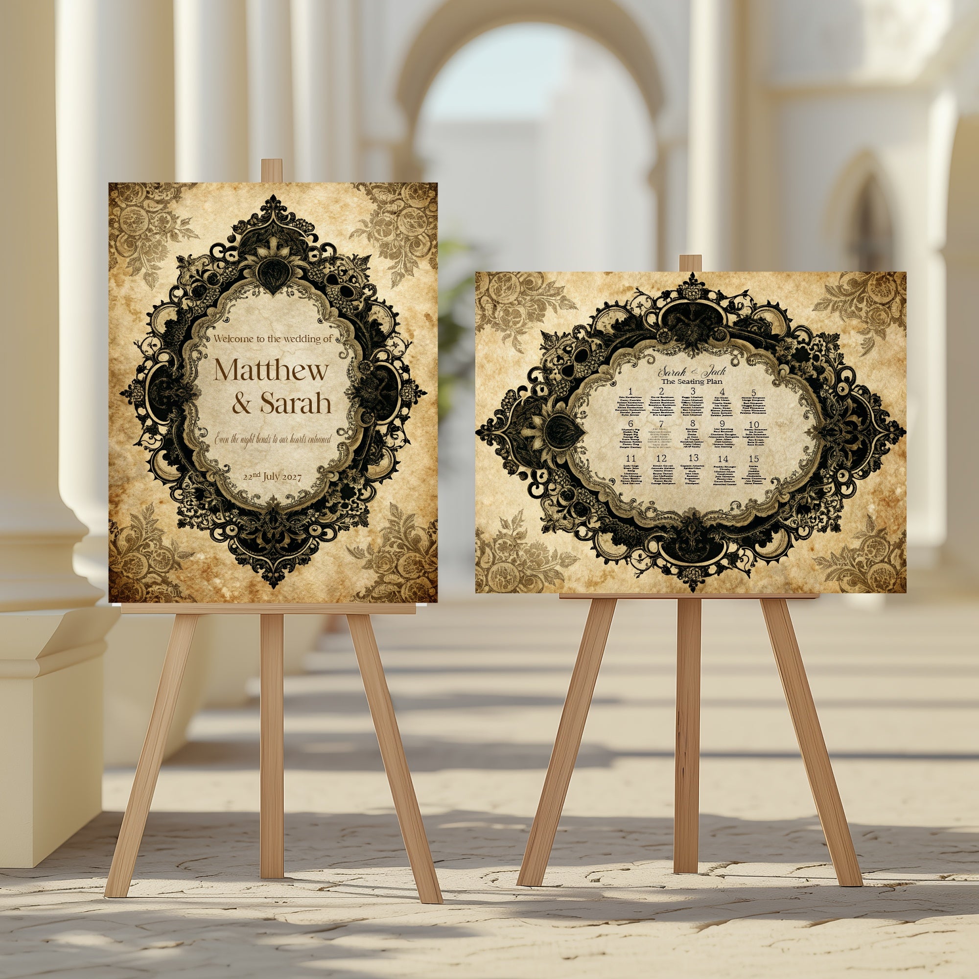 Black Lace Oval Frame Complete Wedding Signage Bundle