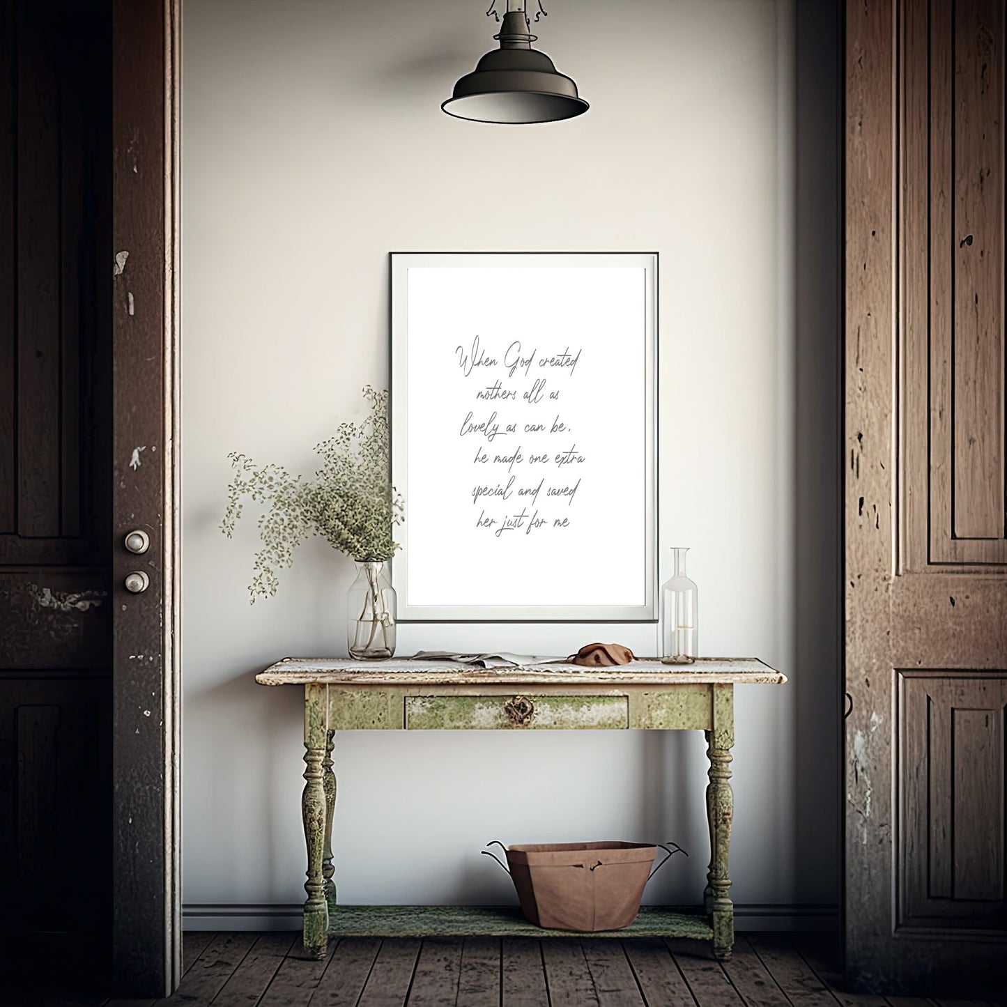 When God Created Mothers Print | Family & Love Wall Art