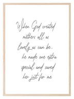 When God Created Mothers Print | Family & Love Wall Art - Larosier Prints