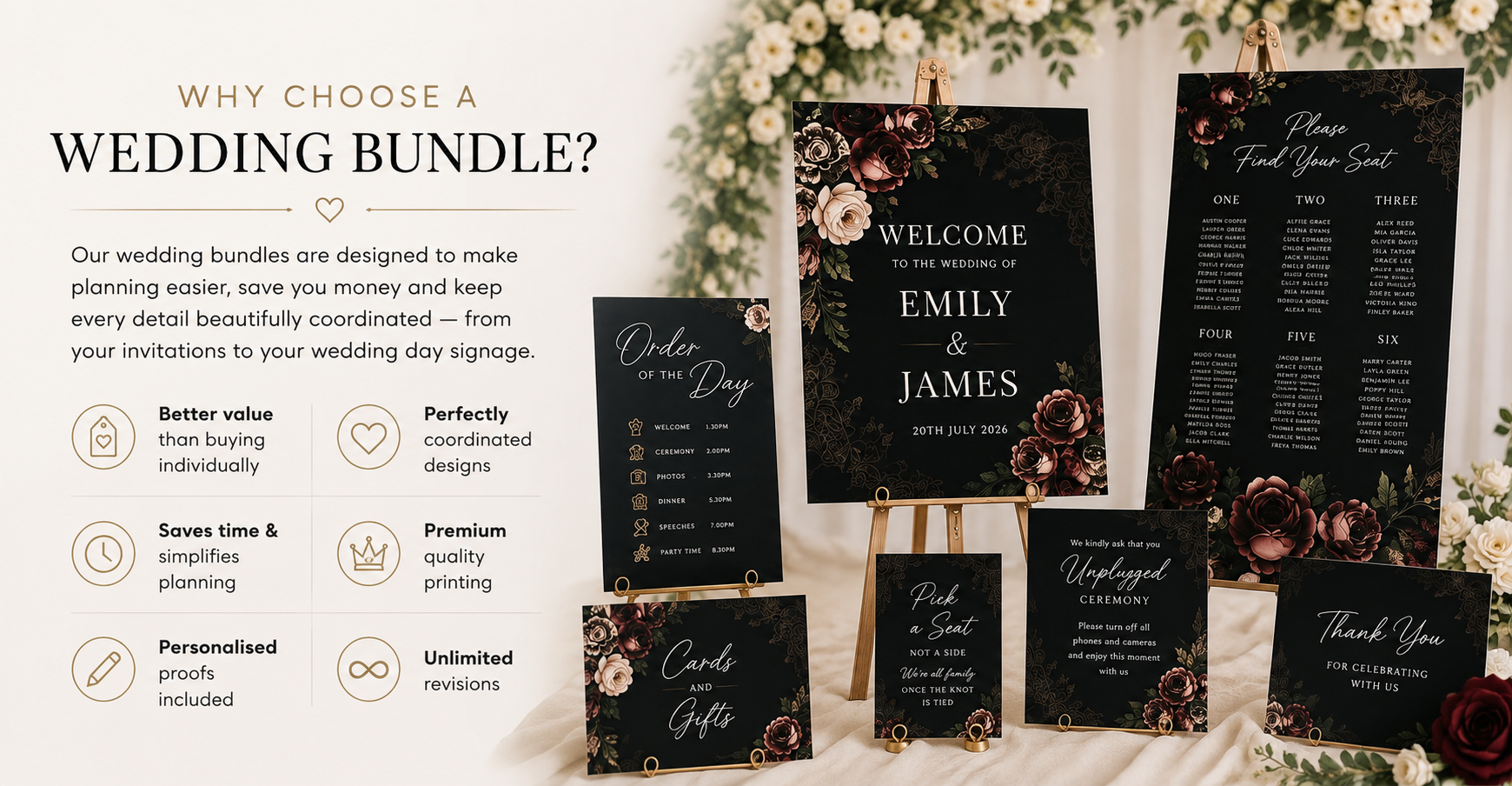 Gothic Till Death Do Us Part Complete Wedding Signage Bundle