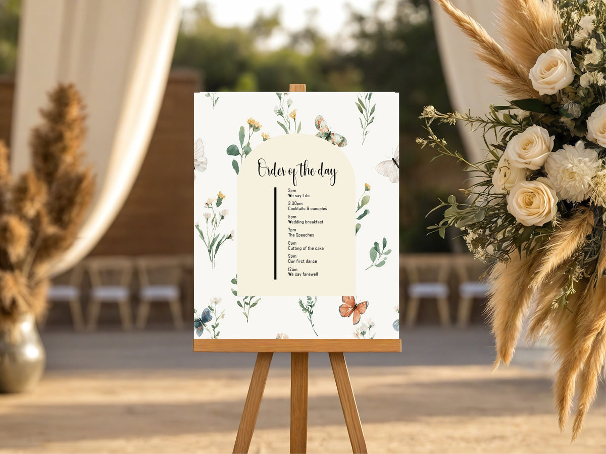 Wildflowers Wedding Order of the Day Sign