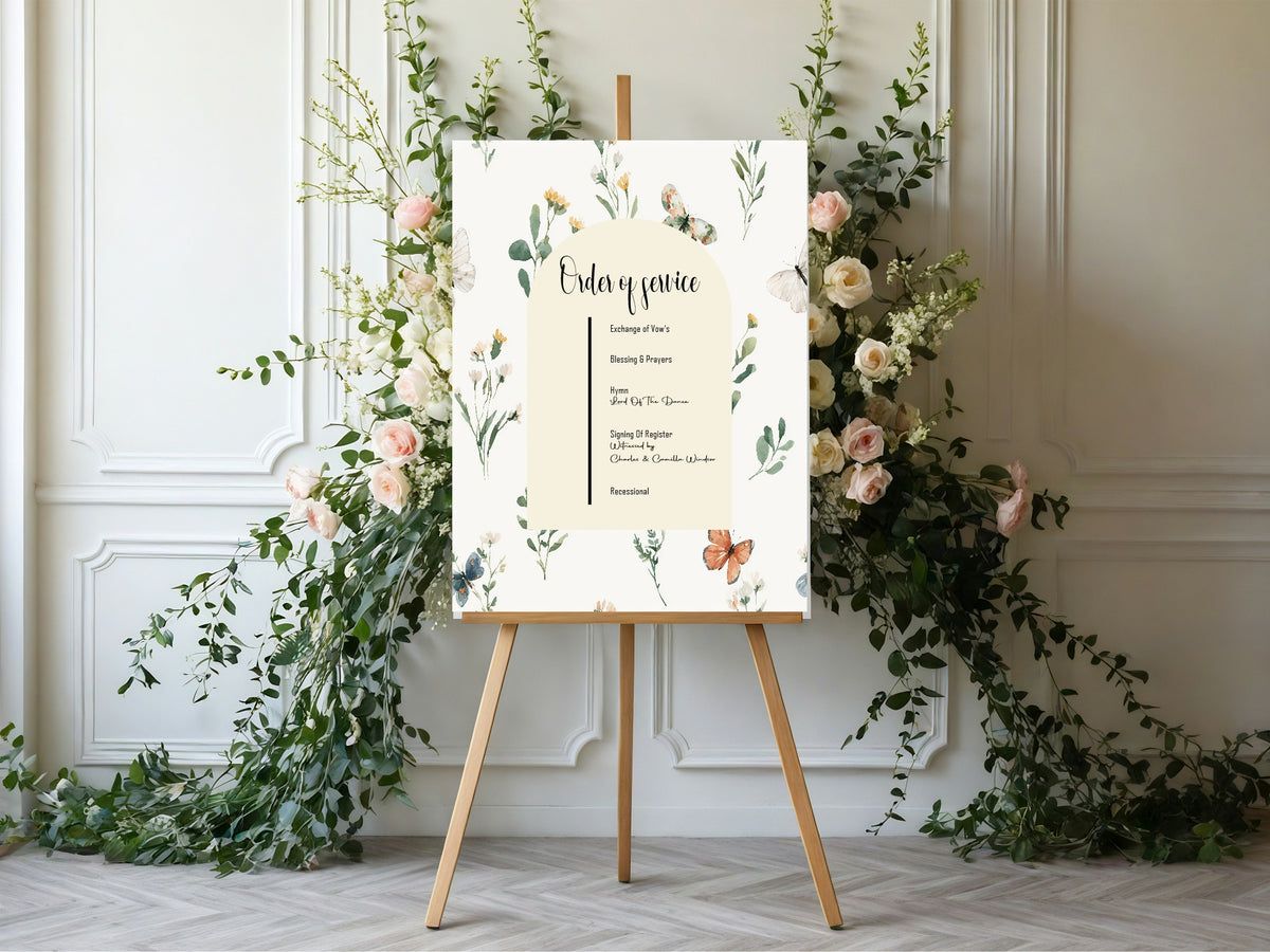 Wildflowers Wedding Order of Service Sign