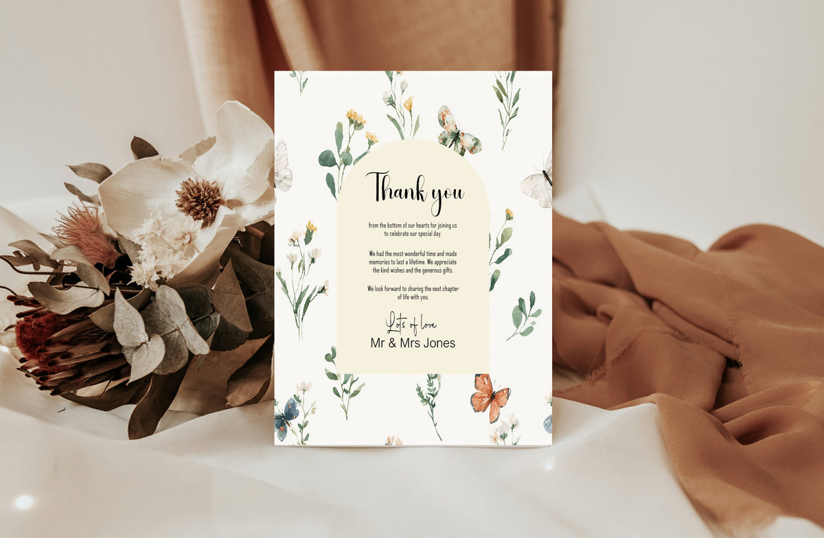 Wildflowers Wedding Thank You Cards | Pack of 10
