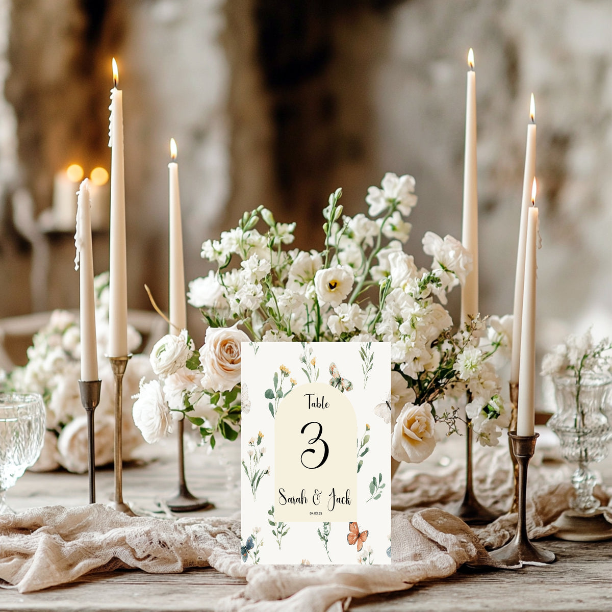 Wildflowers Personalised Wedding Table Numbers